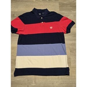 Chaps Men's Blue, Red, and White Striped Polo‎ Size Large